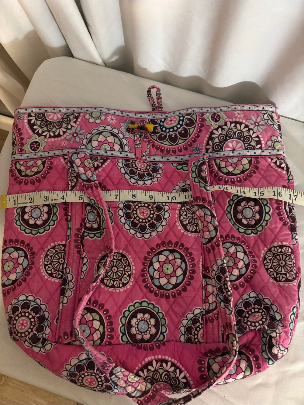 Vera Bradley Pink Quilted Bag with Multicolor Medallion Print